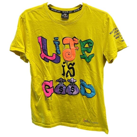 Switch Remarkable "Life Is Good" Graphic Tee Small Yellow 100% Cotton - Picture 1 of 7